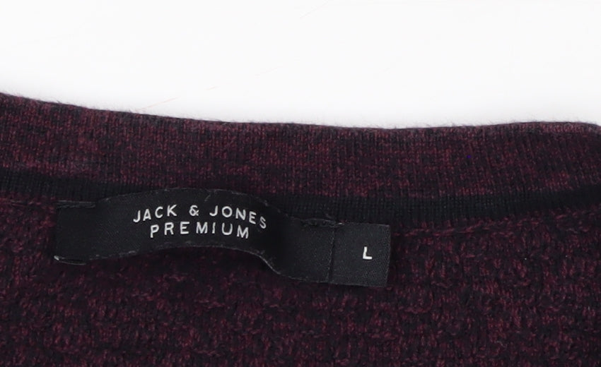 Jack & Jones Men’s Purple Cotton Crew Neck Jumper Size L