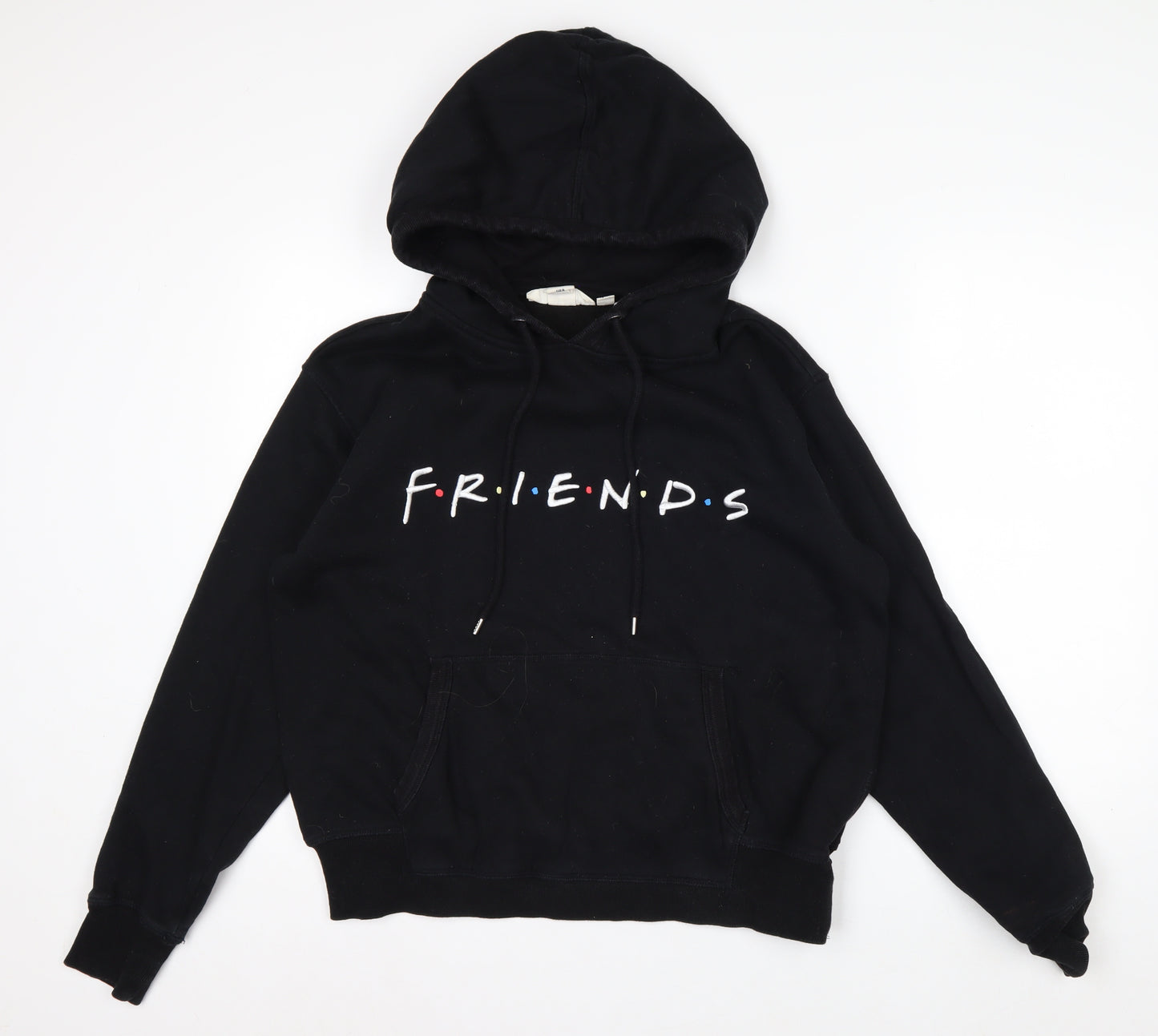 H&M L.O.G.G. Men's Black Friends Pullover Hoodie M Fleece Graphic