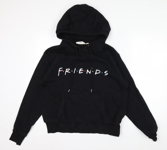 H&M L.O.G.G. Men's Black Friends Pullover Hoodie M Fleece Graphic