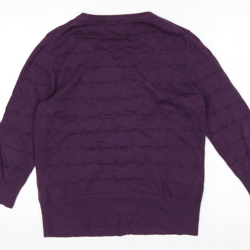 John Rocha Women Purple Cotton Knit Cardigan Size 14
