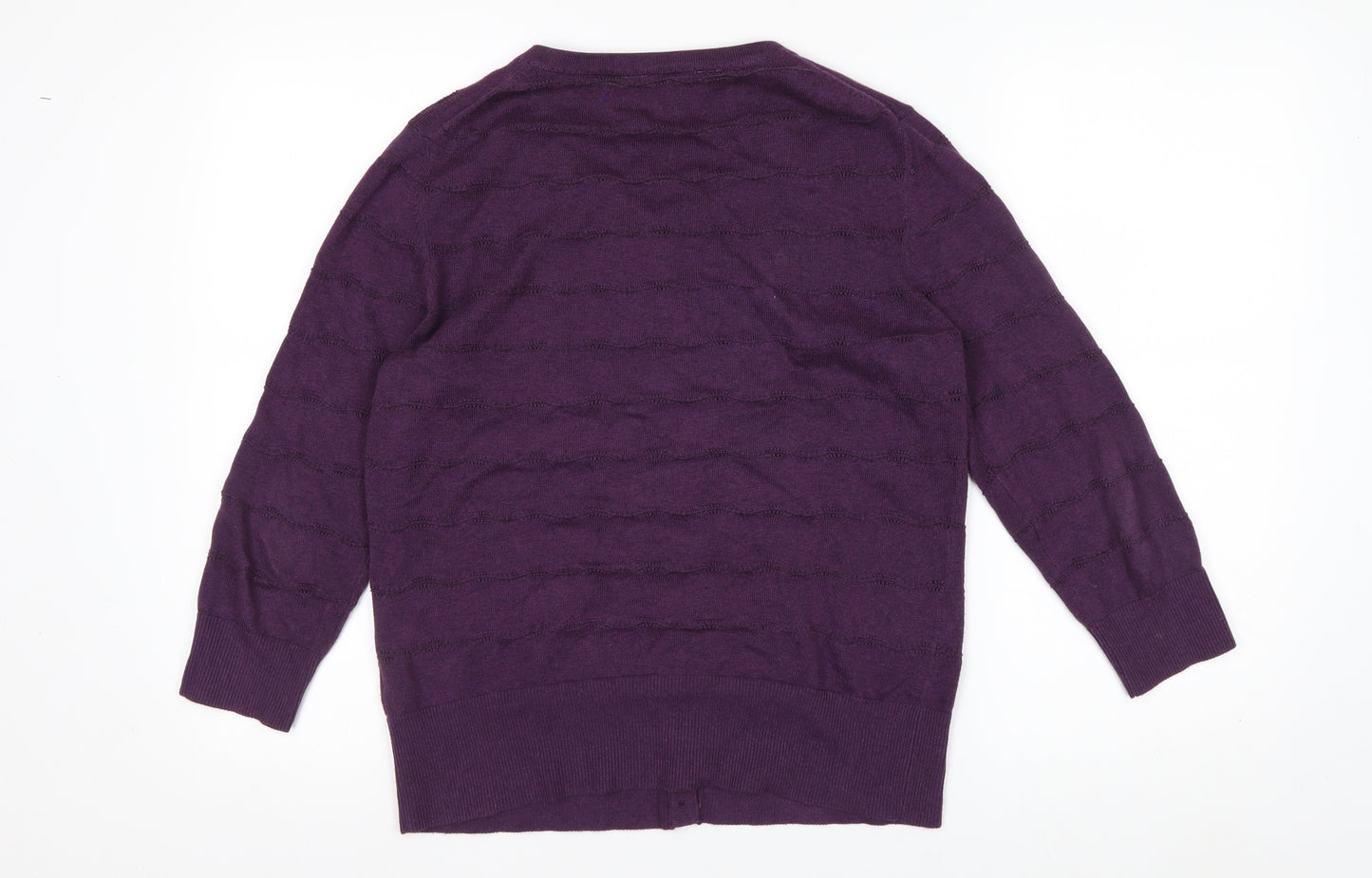 John Rocha Women Purple Cotton Knit Cardigan Size 14