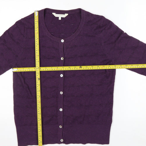 John Rocha Women Purple Cotton Knit Cardigan Size 14