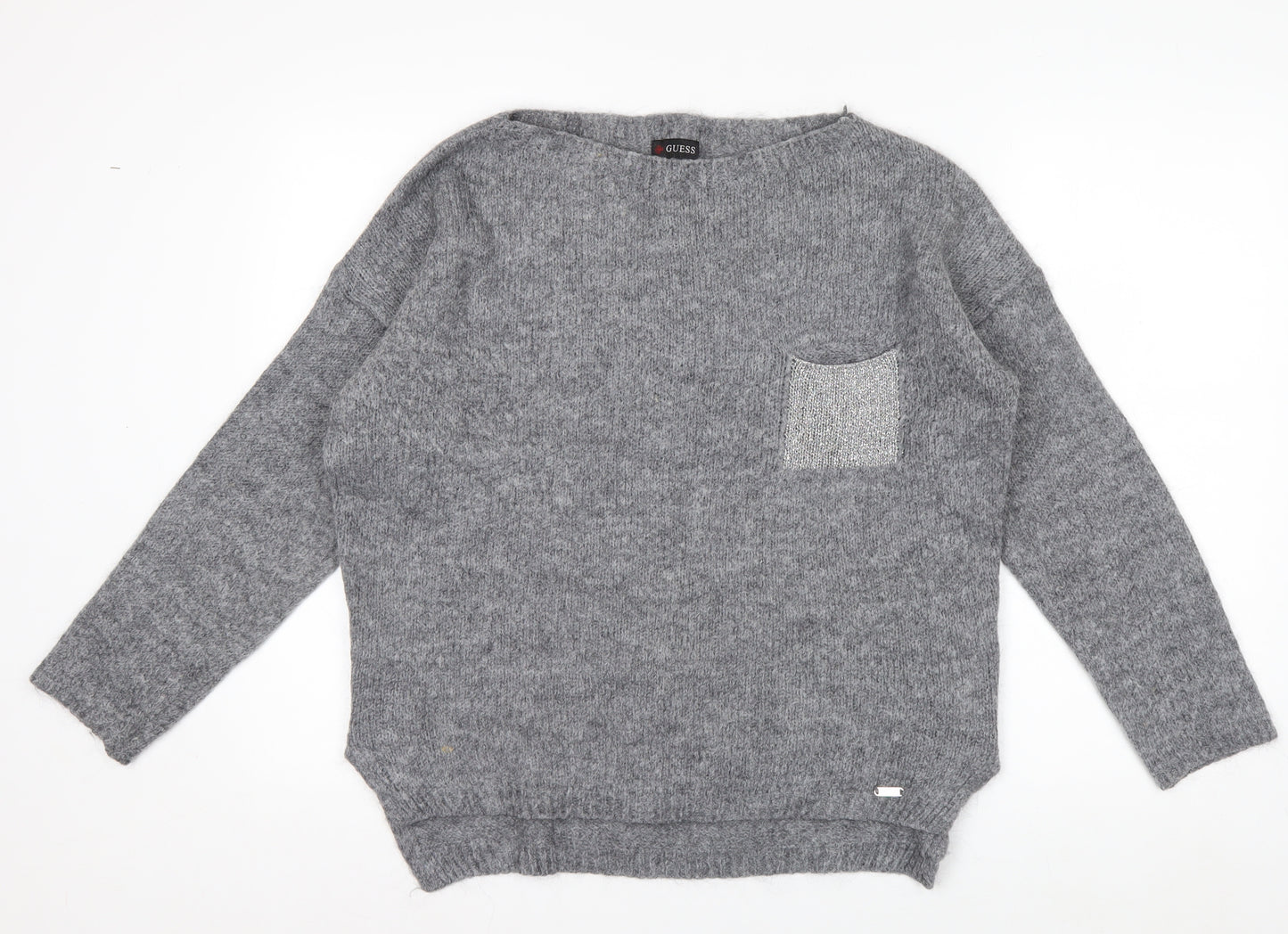Guess Women’s Grey Chunky-Knit Pullover Jumper Size M