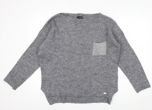 Guess Women’s Grey Chunky-Knit Pullover Jumper Size M