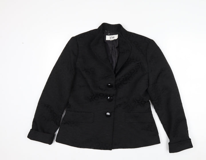 Le Suit Women's Black Size 12 Classic Two-Button Blazer Jacket
