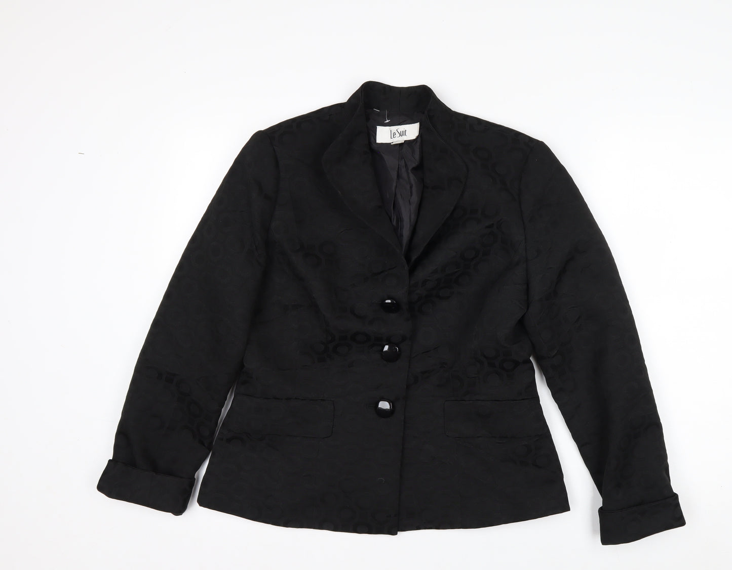 Le Suit Women's Black Size 12 Classic Two-Button Blazer Jacket