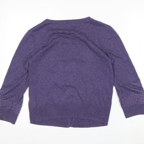 Rocha John Rocha Women Purple Cotton 3/4 Sleeve Cardigan Size 14