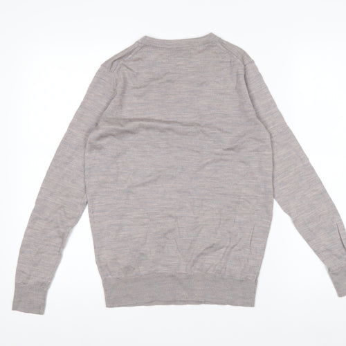 Marks and Spencer Mens Beige Merino Wool Crew Neck Jumper M