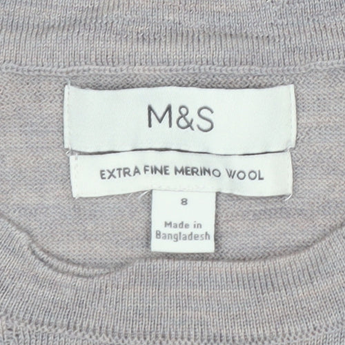 Marks and Spencer Mens Beige Merino Wool Crew Neck Jumper M