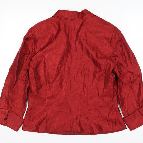 J.R. Nites Womens Red Wrap Blouse Size 12 Beaded Buckle Formal Top