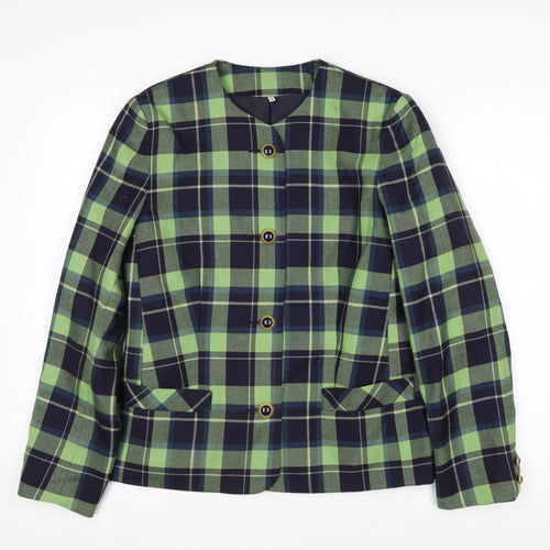 Edinburgh Castle Women's Green Check Wool Suit Jacket UK 10
