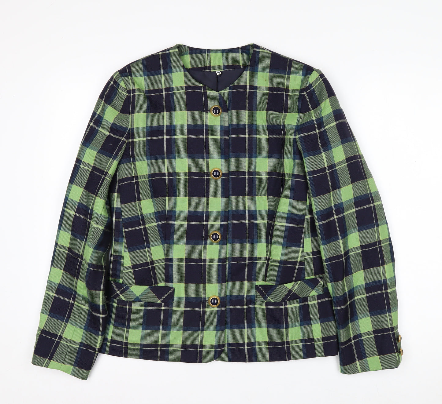 Edinburgh Castle Women's Green Check Wool Suit Jacket UK 10