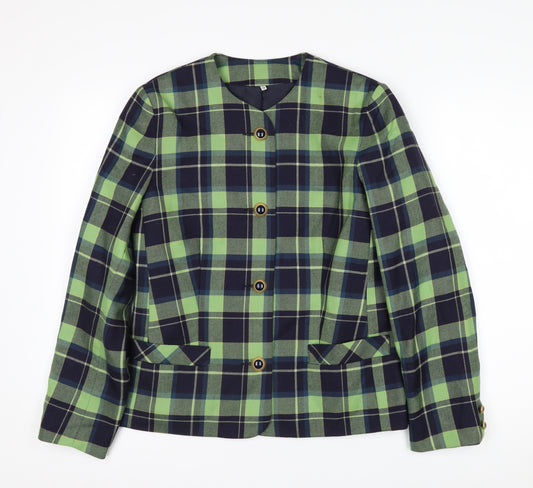Edinburgh Castle Women's Green Check Wool Suit Jacket UK 10