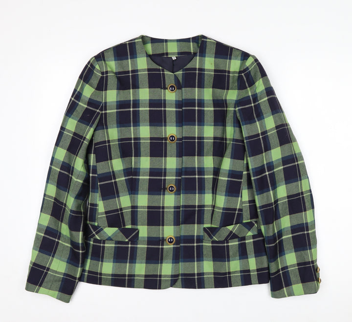 Edinburgh Castle Women's Green Check Wool Suit Jacket UK 10