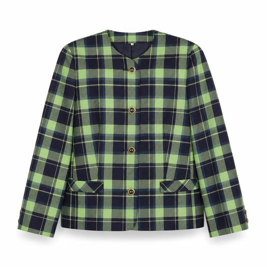 Front view of Edinburgh Castle Women's Green Check Wool Suit Jacket UK 10