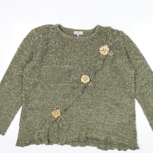 Key West Women’s Green Knit Cardigan M Long Sleeve Lightweight