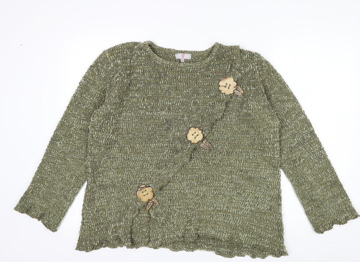 Key West Women’s Green Knit Cardigan M Long Sleeve Lightweight