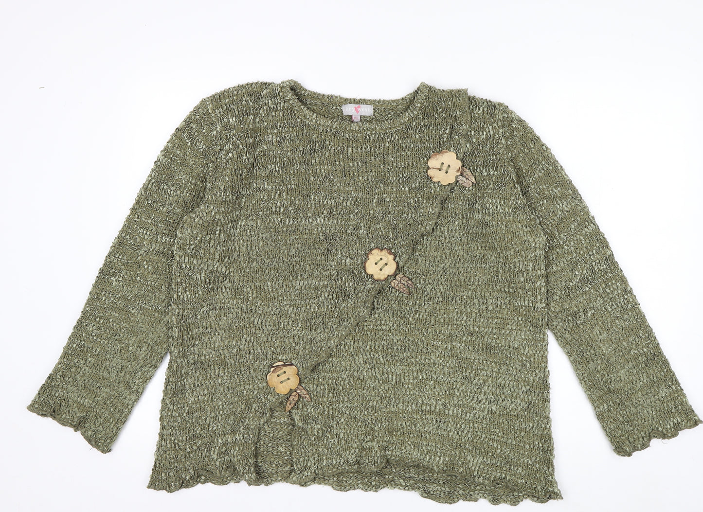 Key West Women’s Green Knit Cardigan M Long Sleeve Lightweight