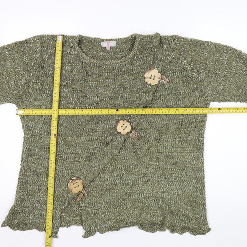 Key West Women’s Green Knit Cardigan M Long Sleeve Lightweight