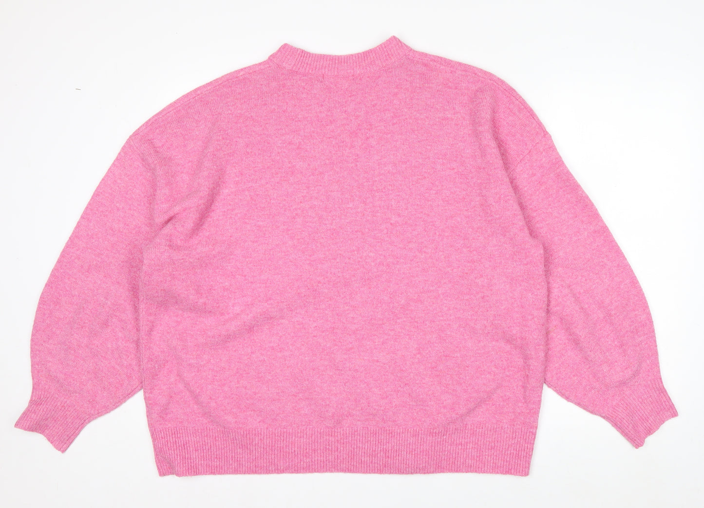 Tu Womens Pink Sequin Bow Knit Jumper Size 18 Crew Neck Pullover