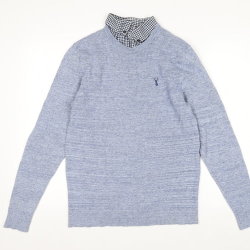 Next Men's Blue Cotton Blend Crew Neck Jumper M