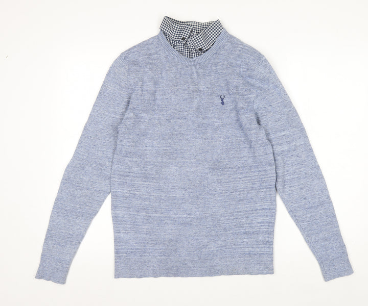 Next Men's Blue Cotton Blend Crew Neck Jumper M