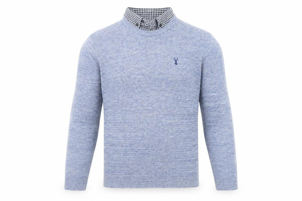Front view of Next Men's Blue Cotton Blend Crew Neck Jumper M