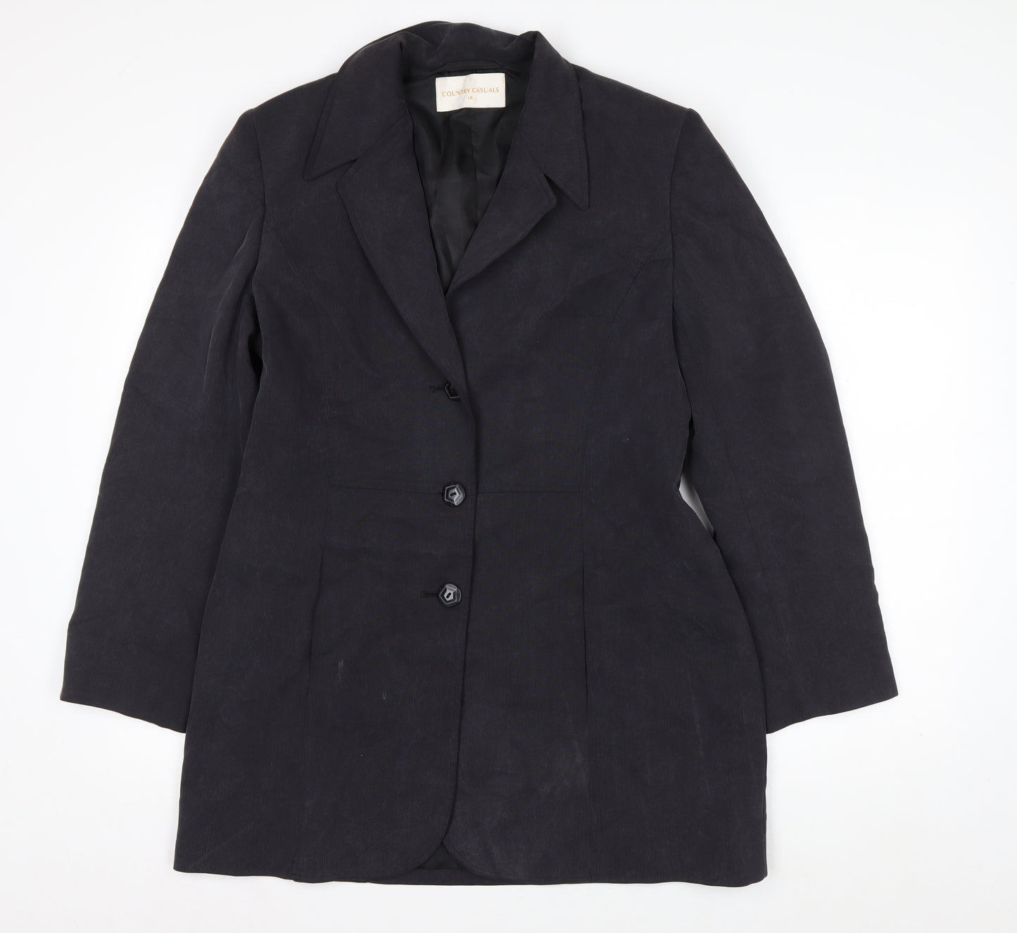Country Casuals Women Black Size 14 Classic Lined Blazer