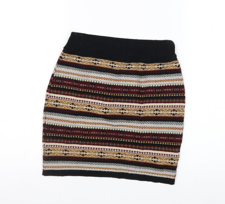 Miss Selfridge Women Multicoloured Knit Pencil Skirt Size 8