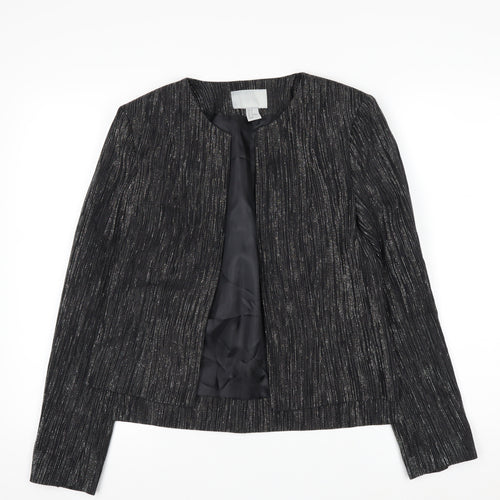 H&M Women's Black Metallic Striped Tuxedo Blazer Size 8