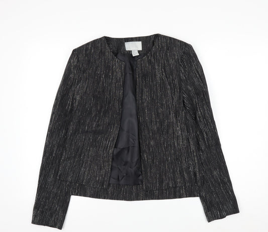 H&M Women's Black Metallic Striped Tuxedo Blazer Size 8