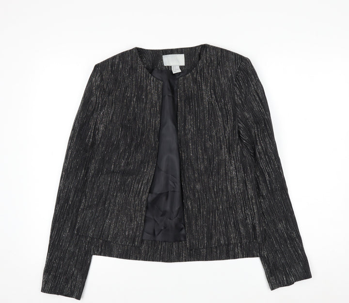 H&M Women's Black Metallic Striped Tuxedo Blazer Size 8