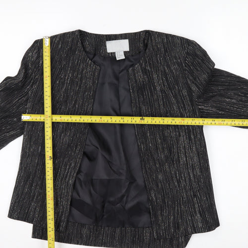 H&M Women's Black Metallic Striped Tuxedo Blazer Size 8