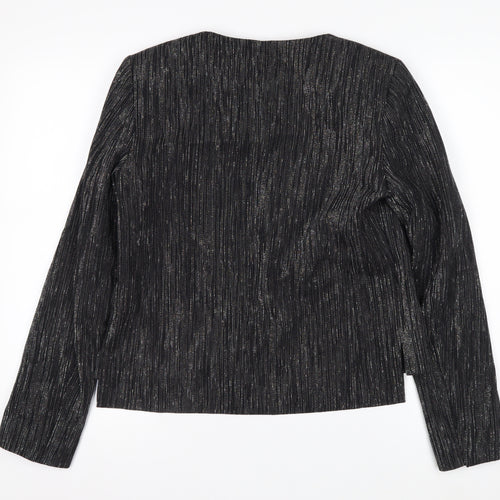 H&M Women's Black Metallic Striped Tuxedo Blazer Size 8