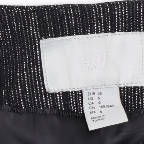 H&M Women's Black Metallic Striped Tuxedo Blazer Size 8