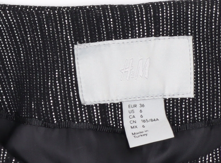 H&M Women's Black Metallic Striped Tuxedo Blazer Size 8