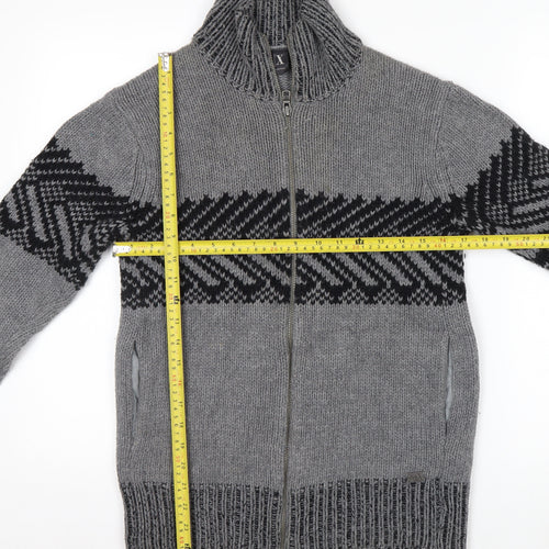 Armani Exchange Men's Grey Full Zip Chunky Knit Jumper Size S
