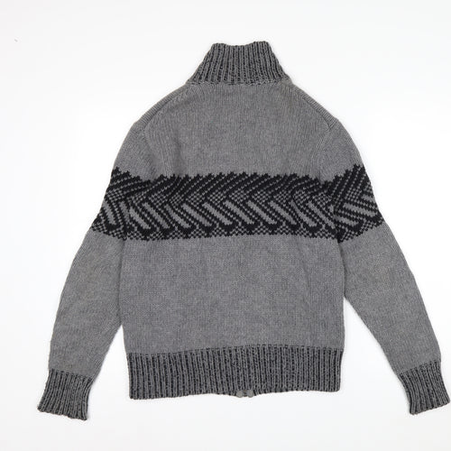 Armani Exchange Men's Grey Full Zip Chunky Knit Jumper Size S