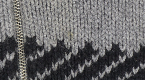 Armani Exchange Men's Grey Full Zip Chunky Knit Jumper Size S