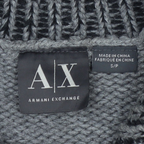 Armani Exchange Men's Grey Full Zip Chunky Knit Jumper Size S