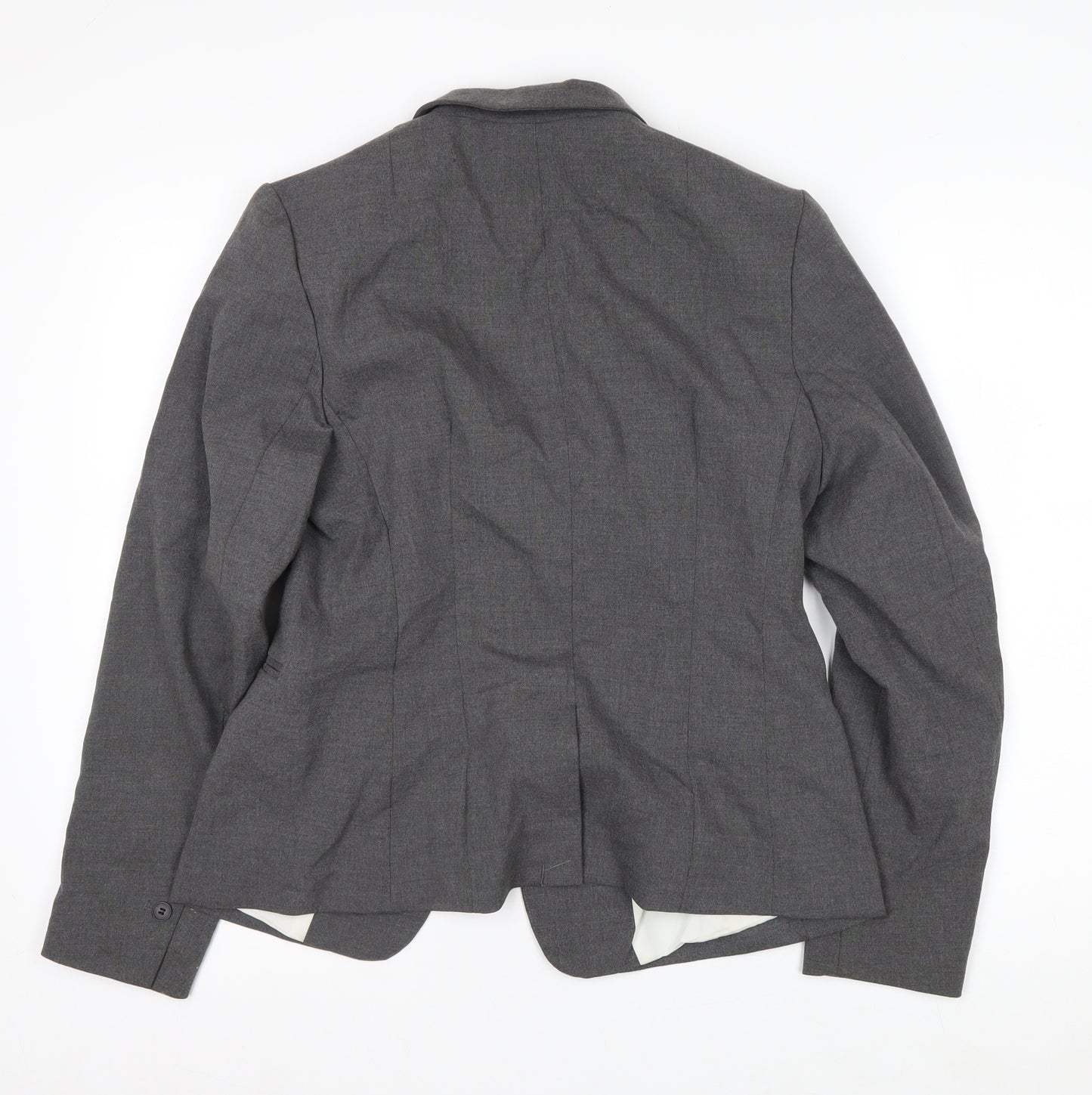 H&M Women Grey Single-Breasted Blazer Size 12 Classic Fit