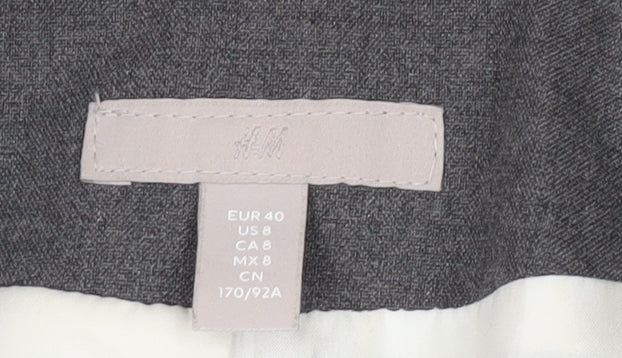H&M Women Grey Single-Breasted Blazer Size 12 Classic Fit
