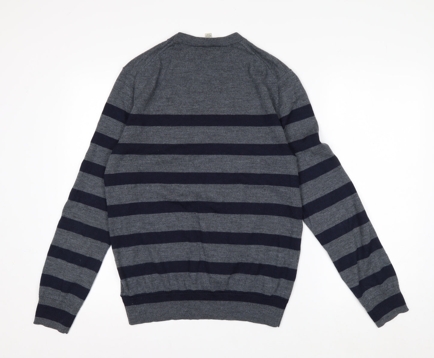 Gap Men's Grey Striped Merino Wool Pullover Jumper M