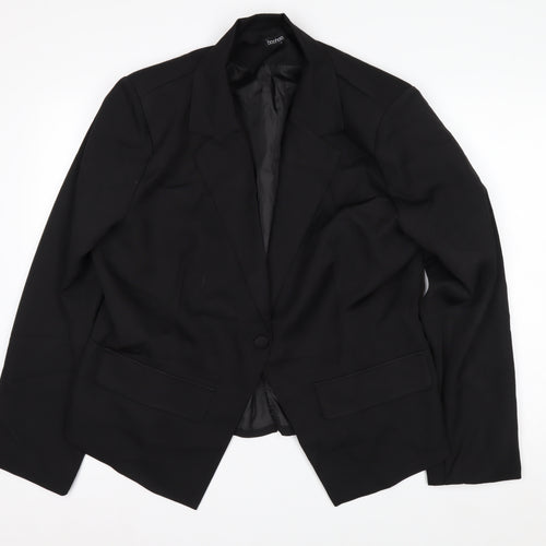 Boohoo Women Black UK 16 Single-Breasted Tailored Blazer