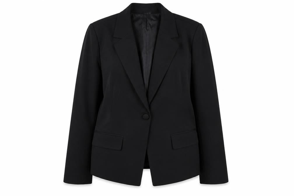 Front view of Boohoo Women Black UK 16 Single-Breasted Tailored Blazer