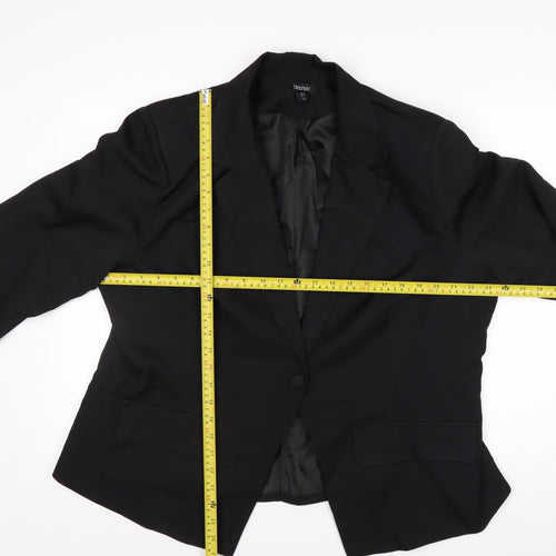 Boohoo Women Black UK 16 Single-Breasted Tailored Blazer