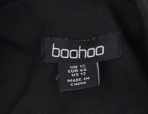 Boohoo Women Black UK 16 Single-Breasted Tailored Blazer