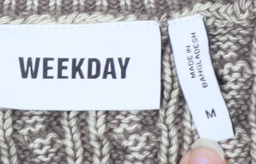 Weekday Women’s Beige Cable Knit Cropped Cotton Sleeveless Tank Top M