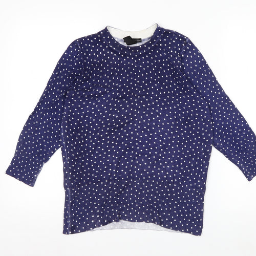 Design History Womens Blue Polka Dot Jumper Size 10 Crew Neck Knit