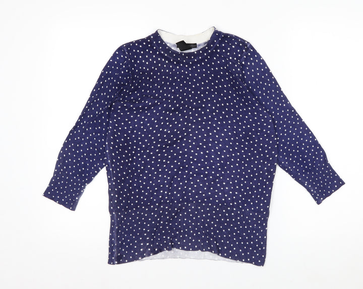 Design History Womens Blue Polka Dot Jumper Size 10 Crew Neck Knit